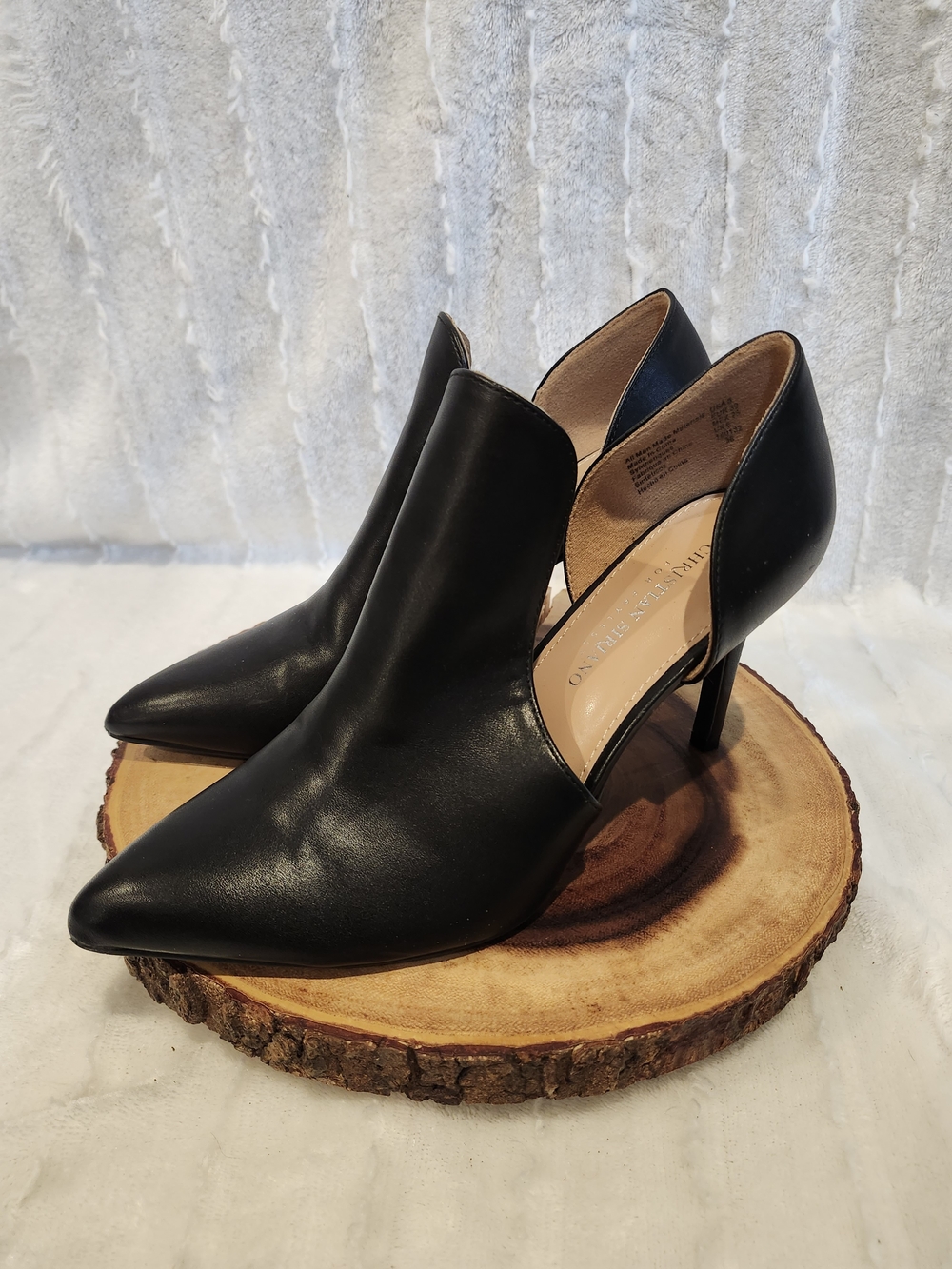 Christian Siriano Black Pointed D'Orsay Leather Heels